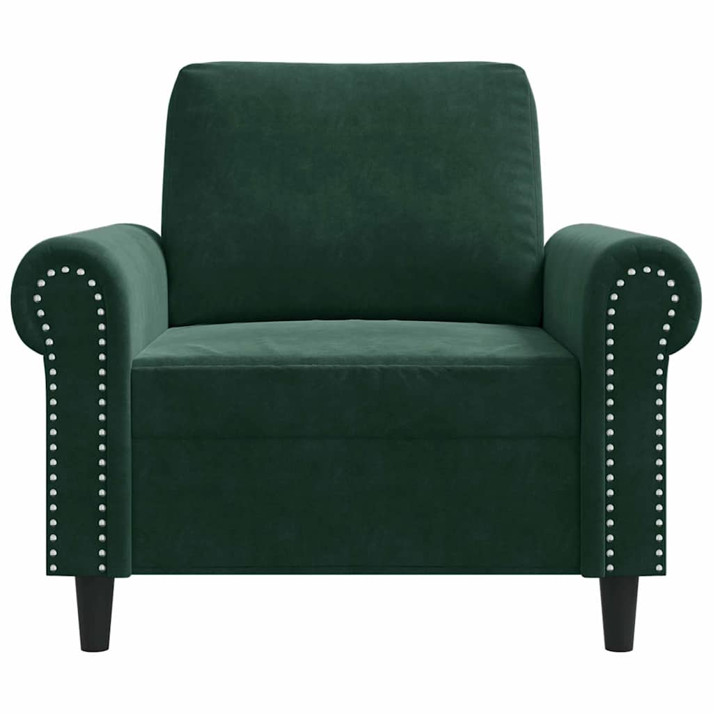 Sötétzöld bársony kanapéfotel 60 cm 4