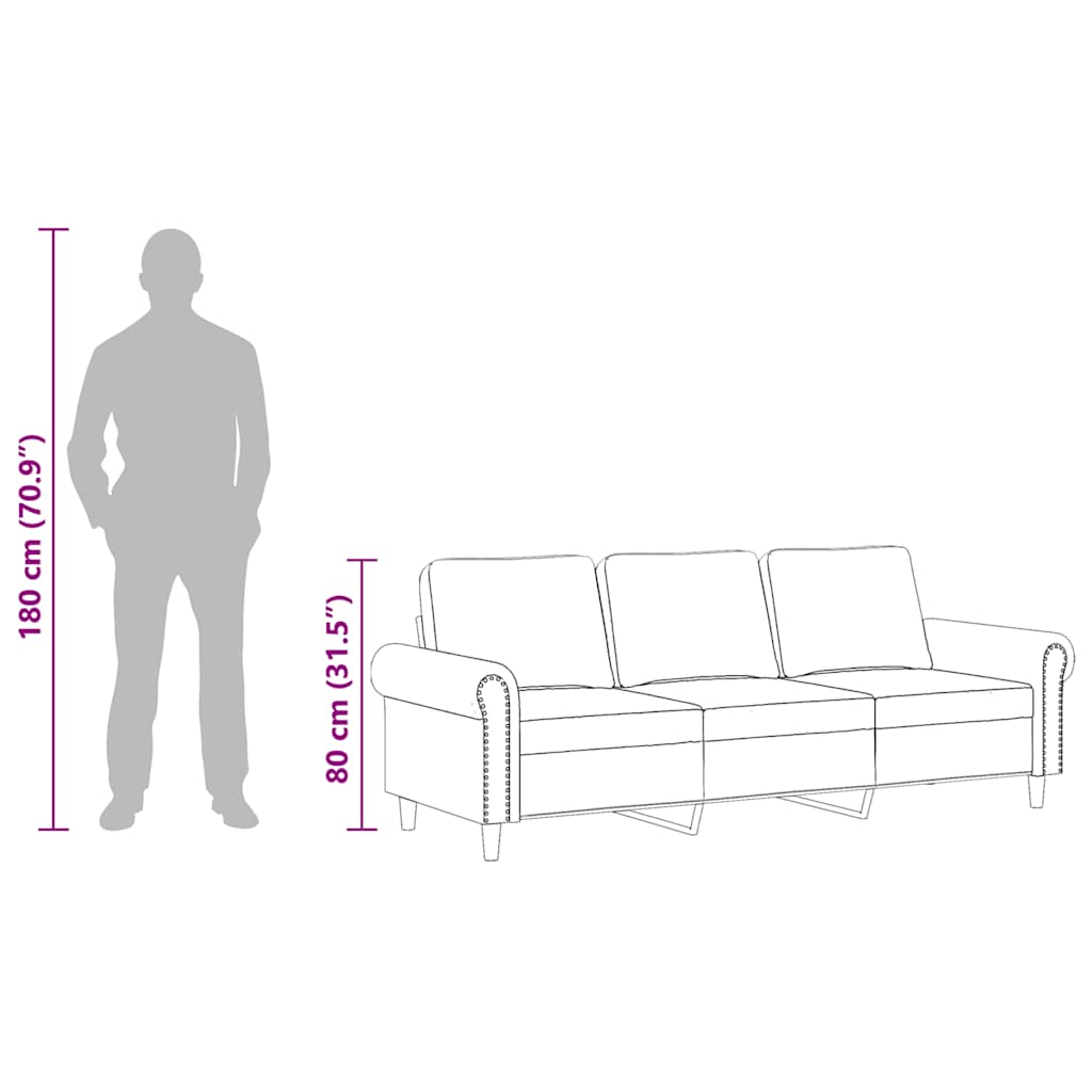 3 személyes krémszínű bársony kanapé 180 cm 10