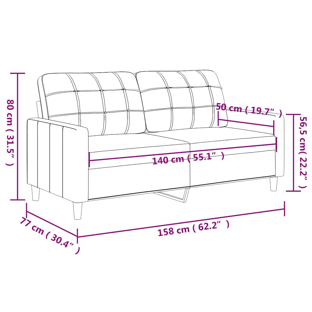 2 személyes fekete műbőr kanapé 140 cm 8