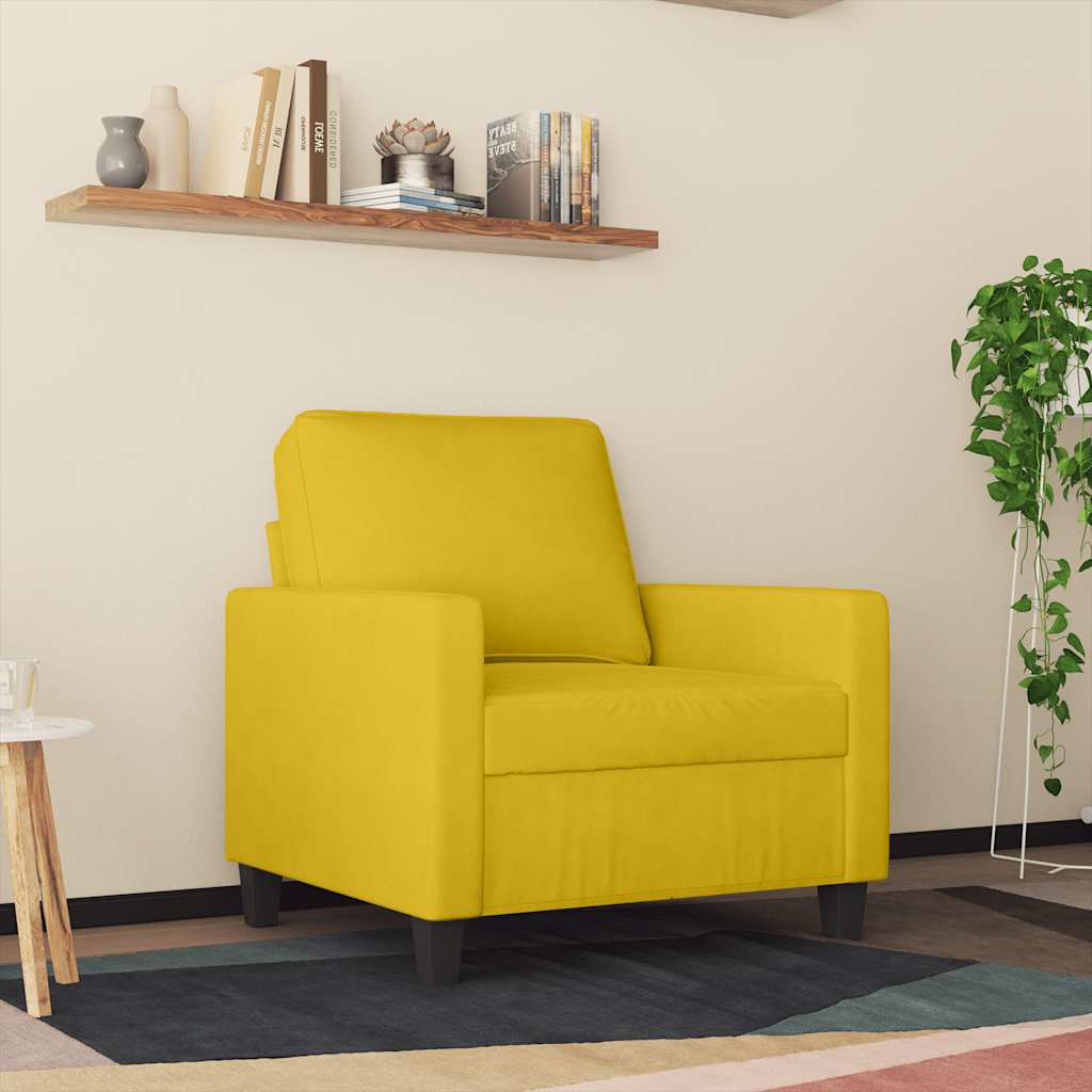 Sárga bársony kanapéfotel 60 cm 3