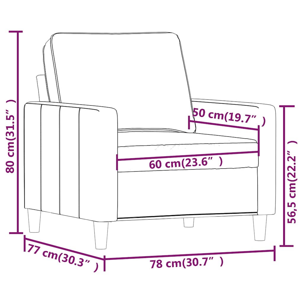 Sárga bársony kanapéfotel 60 cm 9