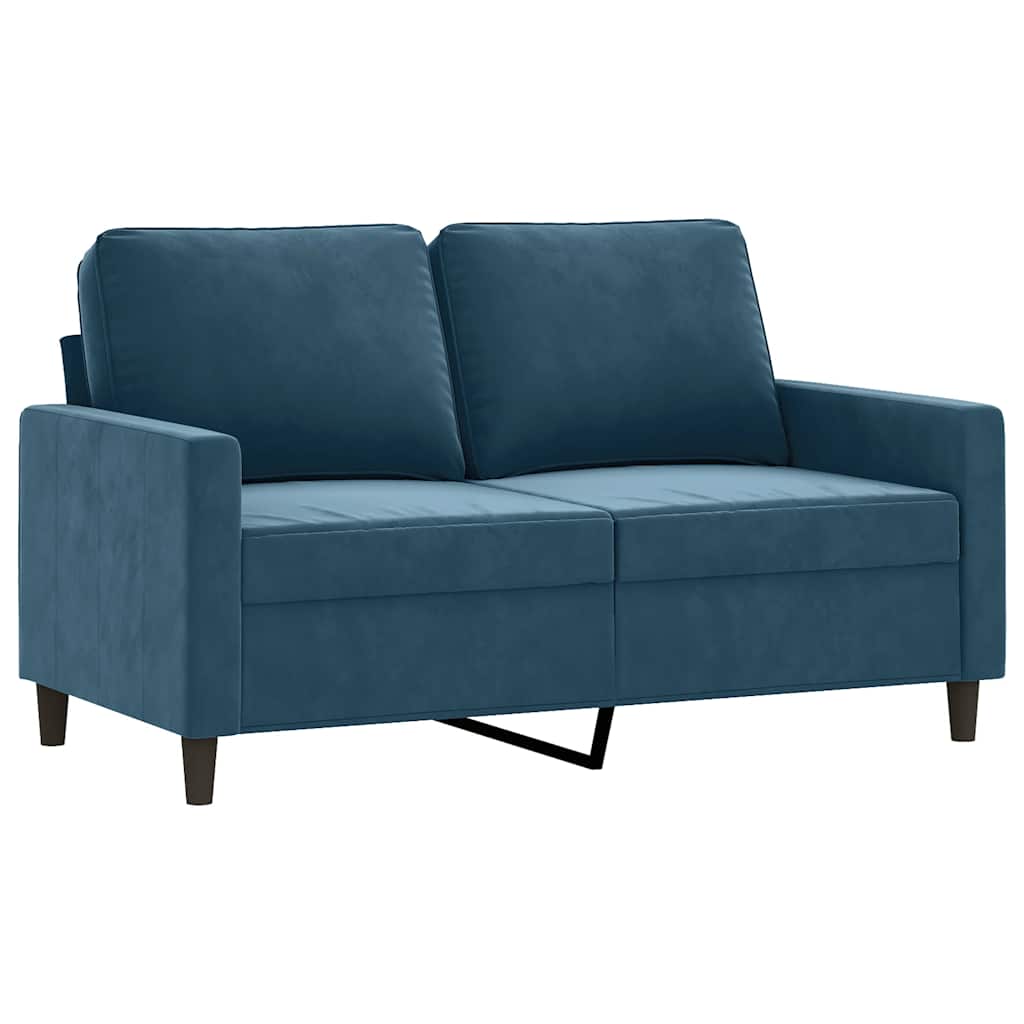 Kétszemélyes kék bársony kanapé 120 cm 2