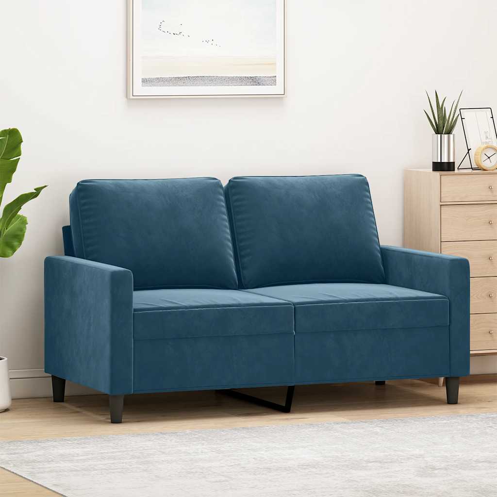 Kétszemélyes kék bársony kanapé 120 cm