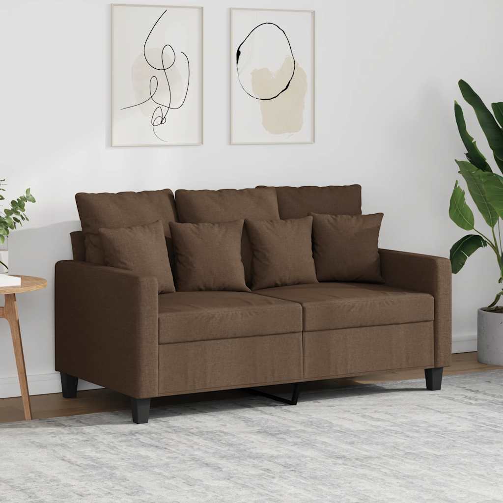 Kétszemélyes barna szövetkanapé 120 cm