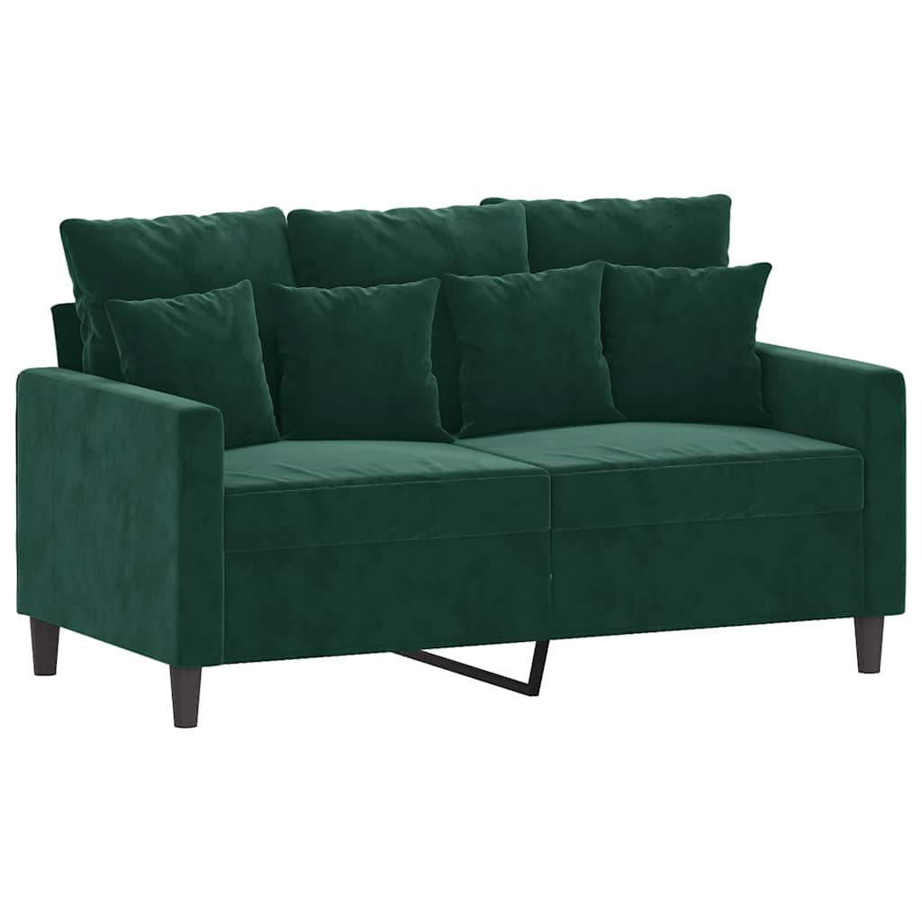 Kétszemélyes sötétzöld bársony kanapé 120 cm 2