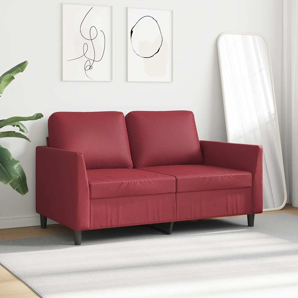 2 személyes bordó műbőr kanapé 120 cm 3