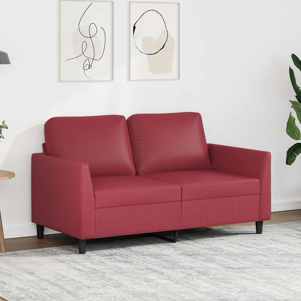 2 személyes bordó műbőr kanapé 120 cm