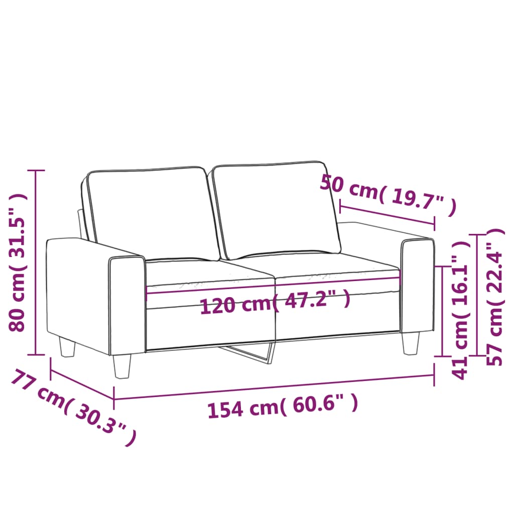 Kétszemélyes fekete szövetkanapé 120 cm 8