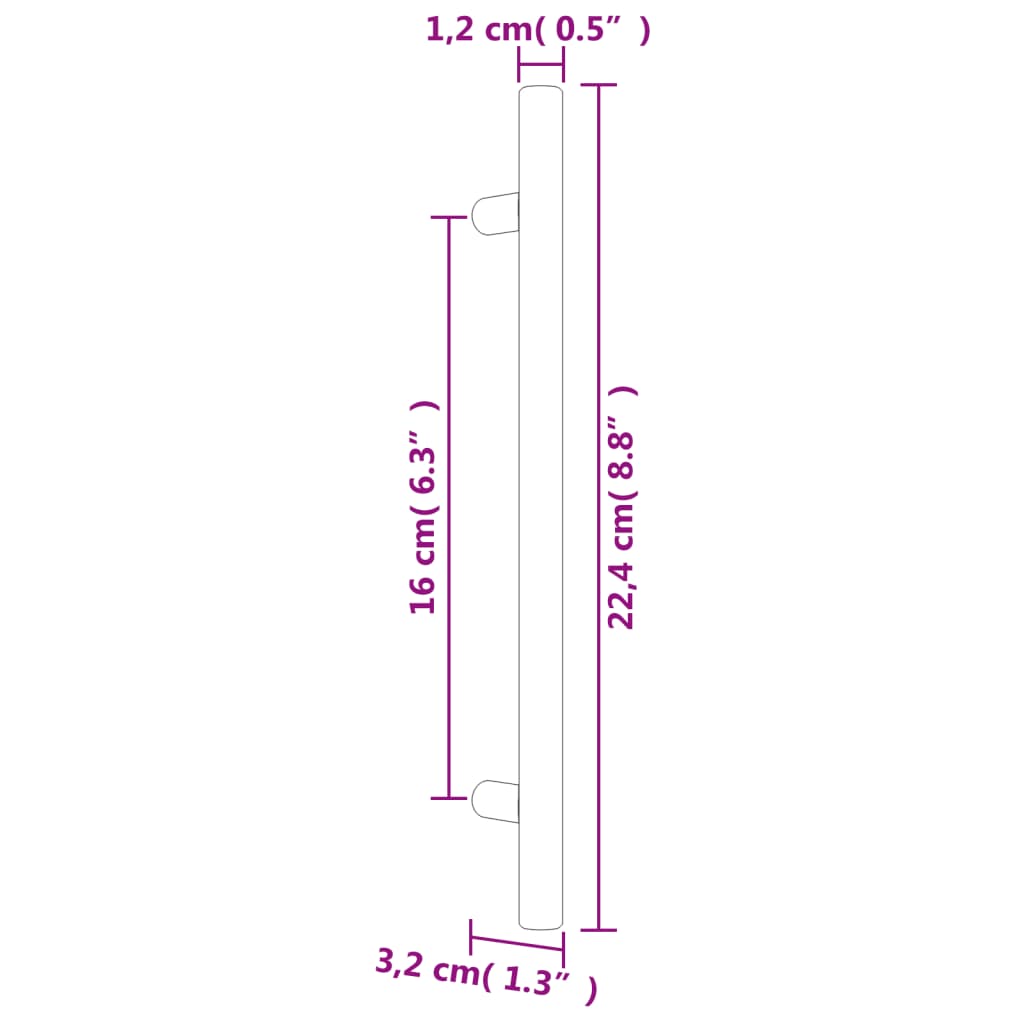 20 db fekete rozsdamentes acél szekrényfogantyú 160 mm 8