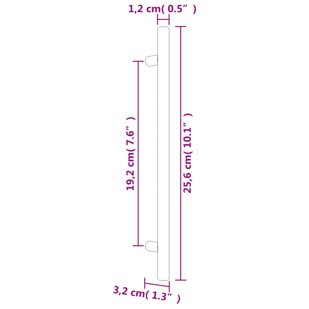 10 db ezüst rozsdamentes acél szekrényfogantyú 192 mm 8