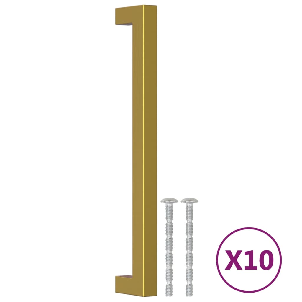 10 db aranyszínű rozsdamentes acél szekrényfogantyú 192 mm 2