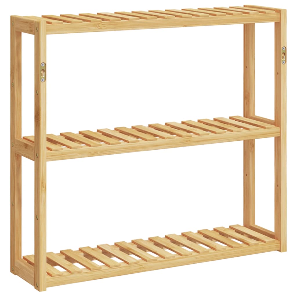 Bambusz 3 szintes falra szerelhető fürdőszobapolc 60x15x54 cm 5