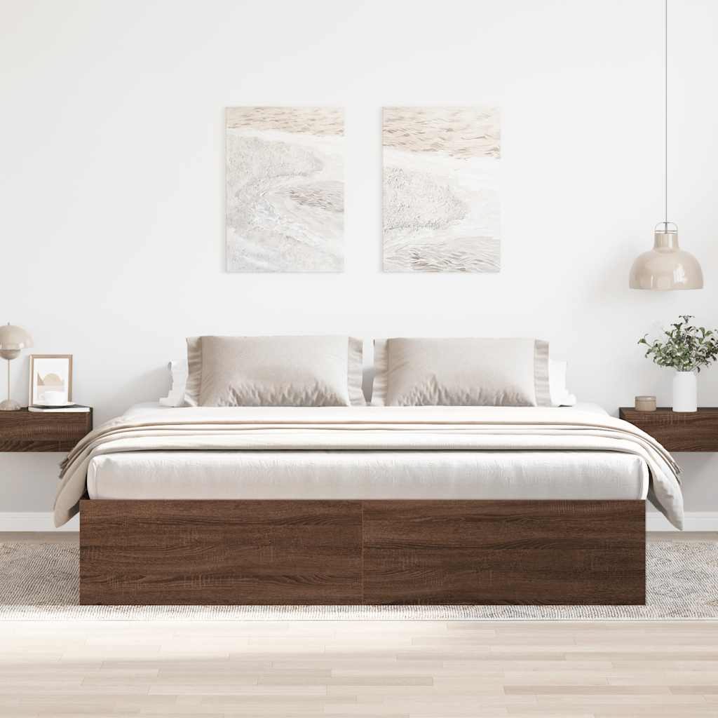 Barna tölgyszínű ágykeret 180 x 200 cm 3