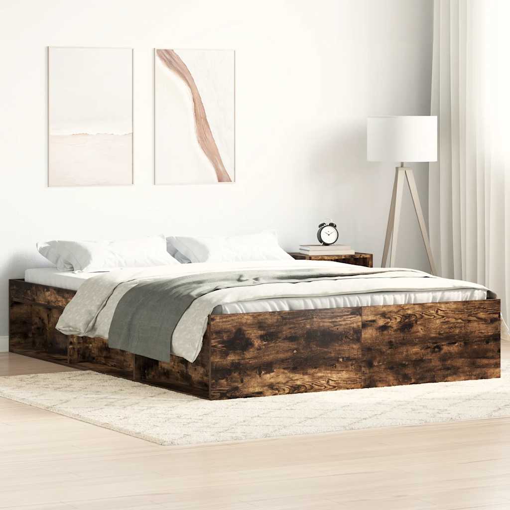 Kis kétszemélyes füstös tölgyszínű ágykeret 120 x 190 cm