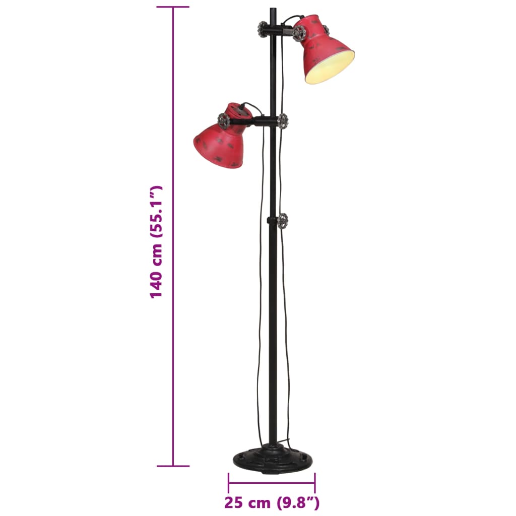 Kopott piros fali lámpa 25 W 25x25x90/140 cm E27 11