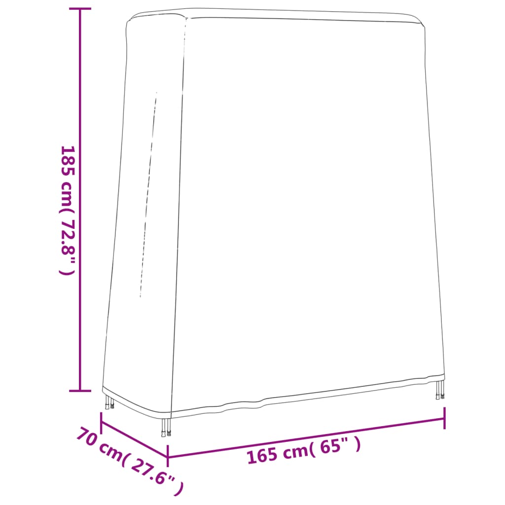 Fekete 420D oxford szövet pingpongasztalhuzat 165 x 70 x 185 cm 12