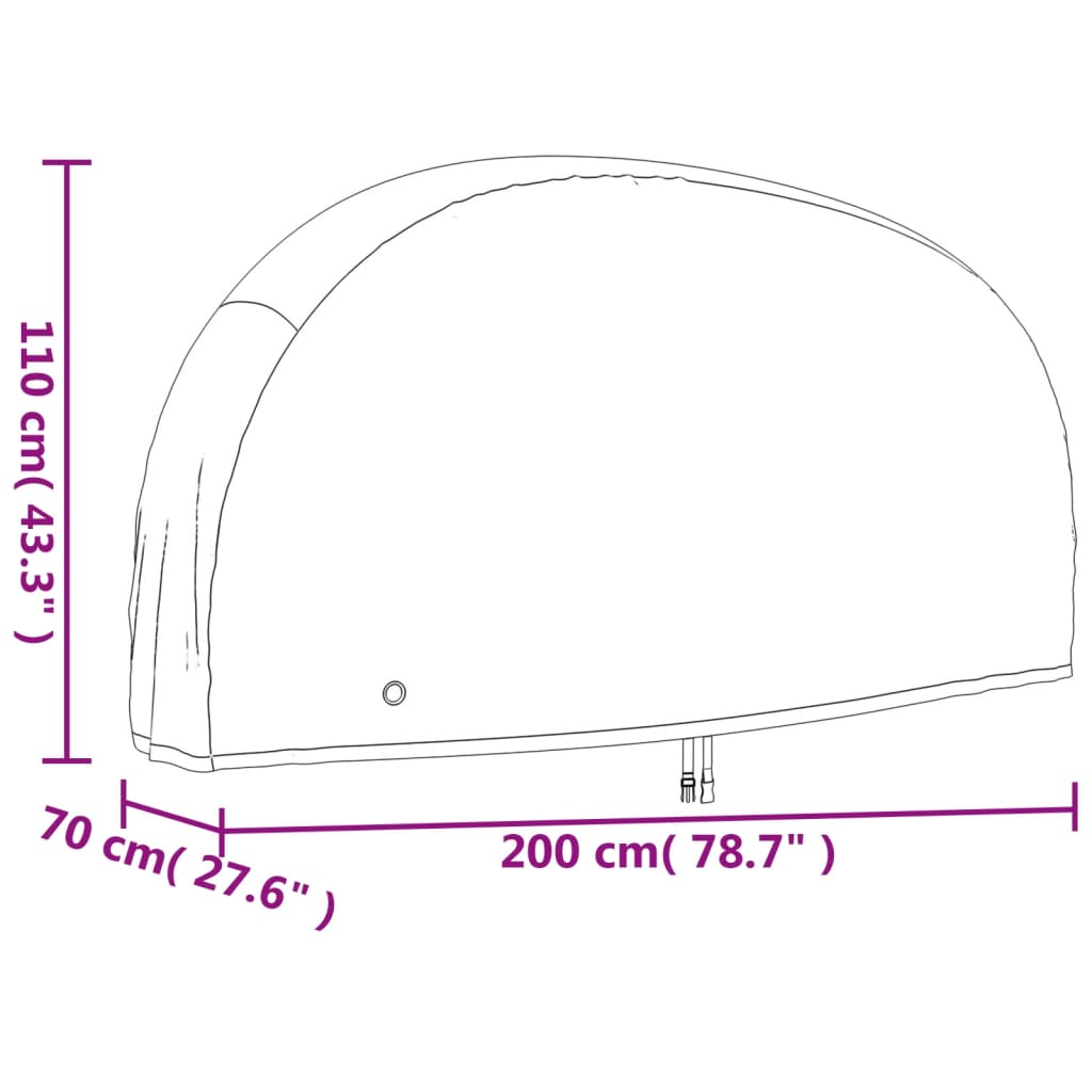 Fekete 190T oxford szövet kerékpárhuzat 200 x 70 x 110 cm 13