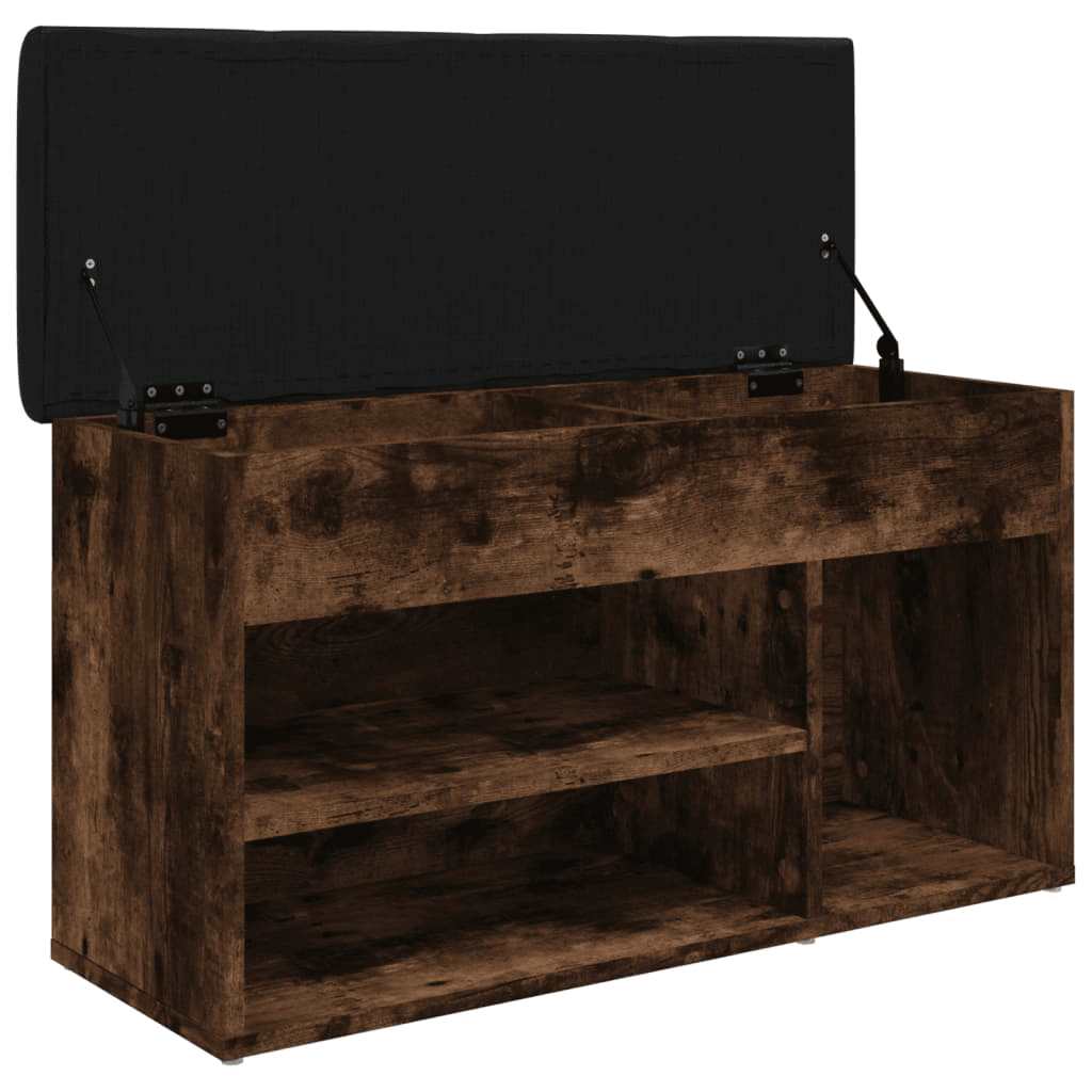 Füstös tölgy színű szerelt fa cipőtároló pad 82 x 32 x 45,5 cm 5