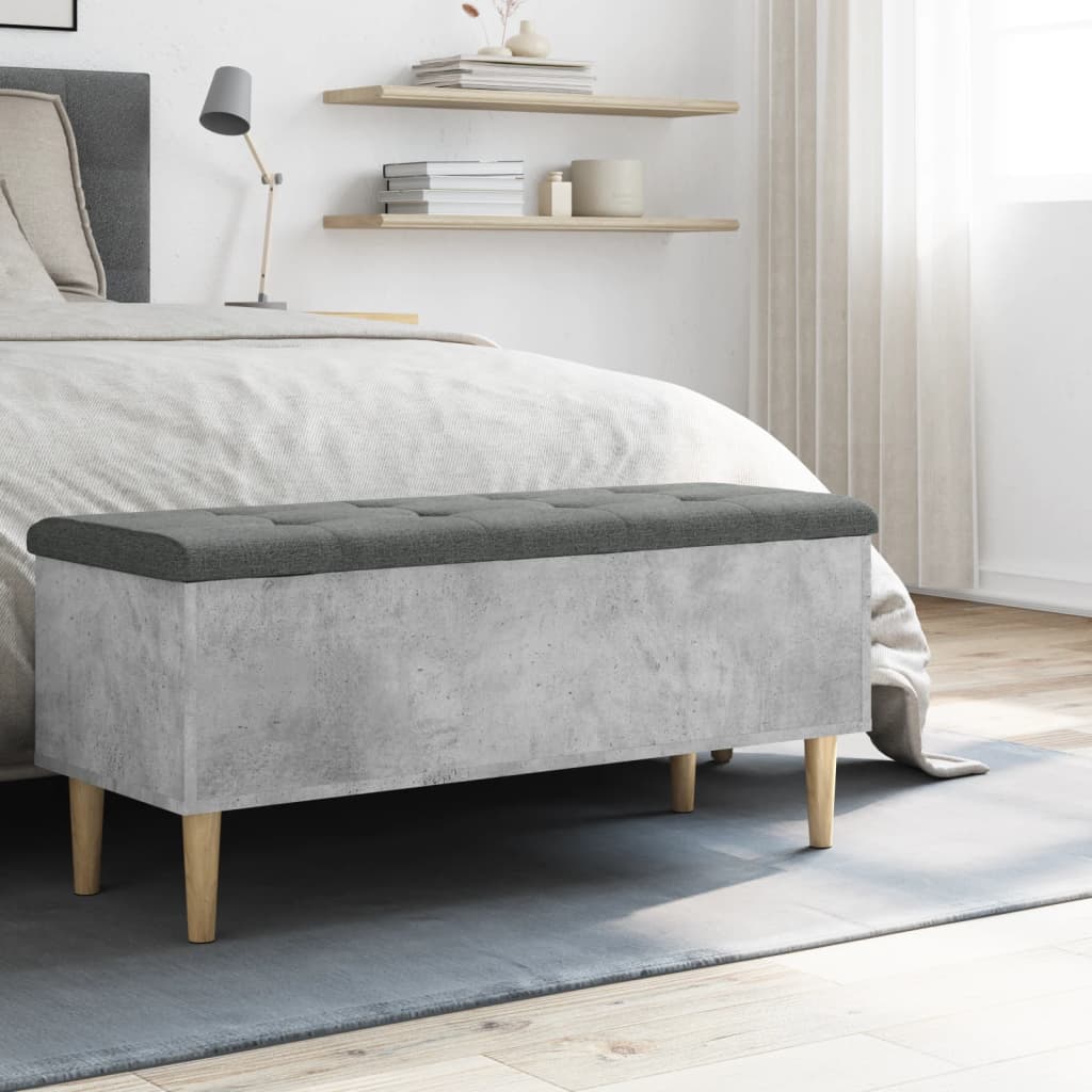 Betonszürke szerelt fa tárolópad 102x42x46 cm 3