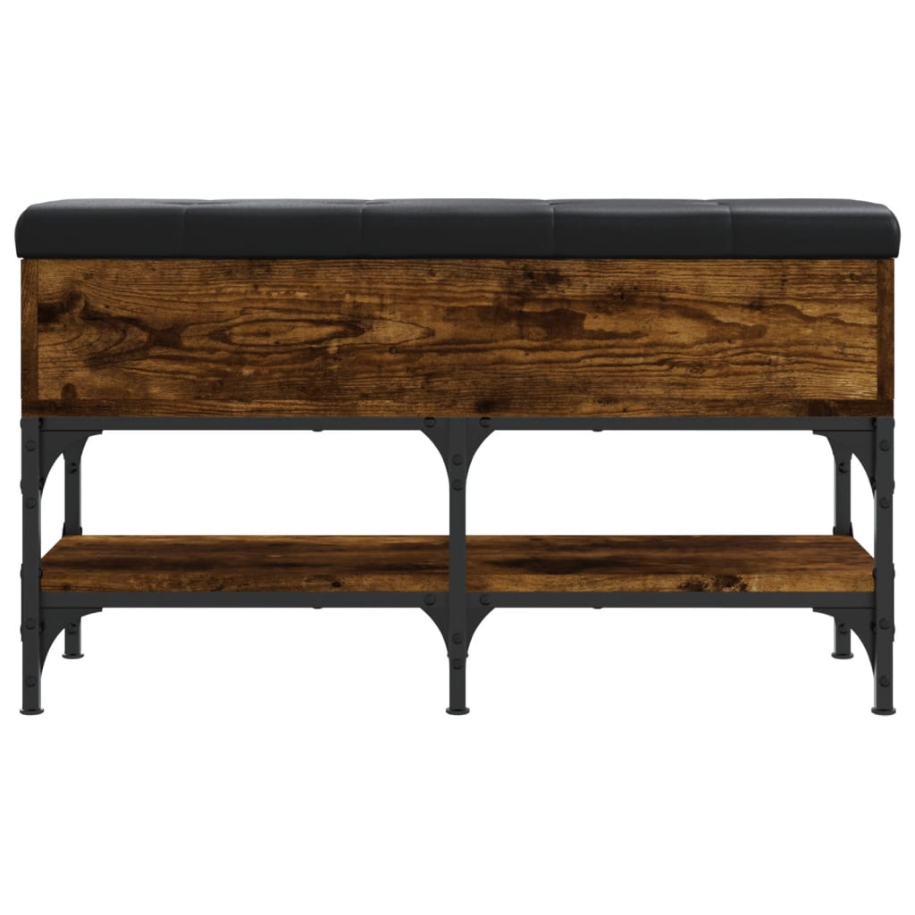 Füstös tölgy színű szerelt fa cipőtároló pad 82 x 32 x 45 cm 6