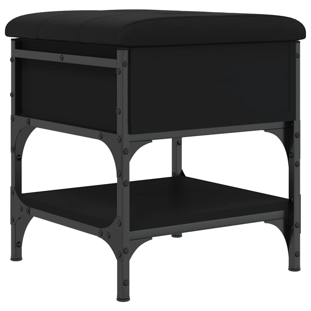 Fekete szerelt fa cipőtároló pad 42 x 42 x 45 cm 8