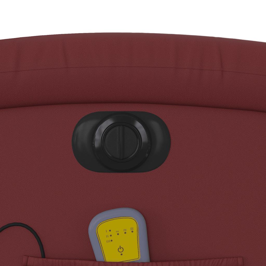 Bordó műbőr elektromos dönthető masszázsfotel 12