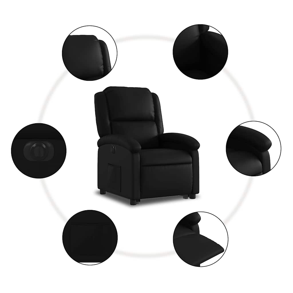 Elektromos fekete műbőr felállást segítő dönthető fotel 8