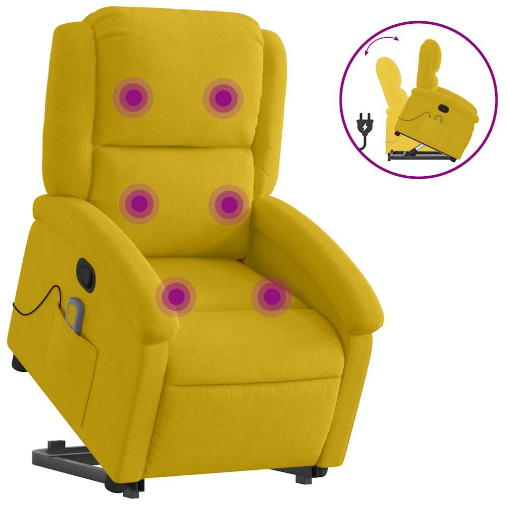 Sárga bársony felállást segítő dönthető masszázsfotel 2