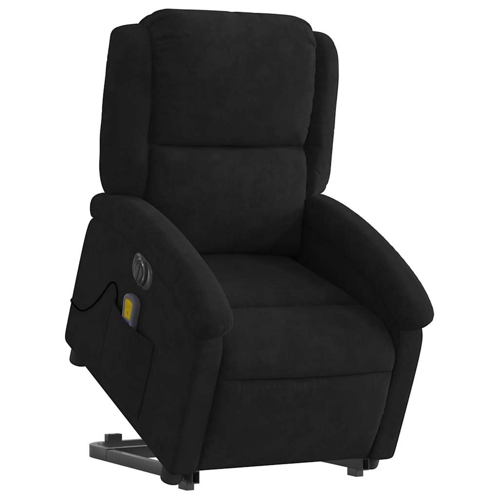 Elektromos felállást segítő fekete bársony masszázsfotel 3