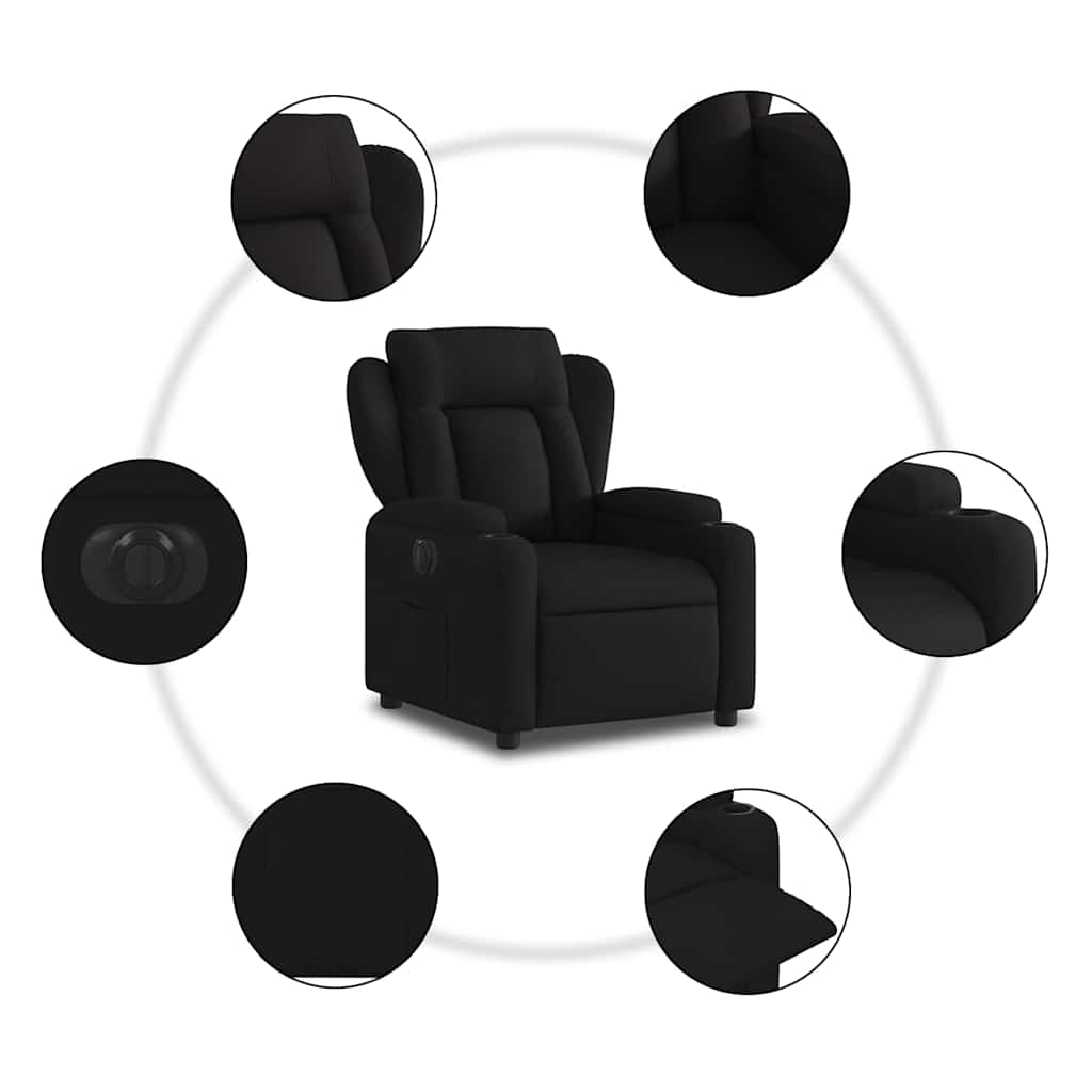 Fekete szövet elektromos dönthető fotel 8