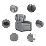 Elektromos felállást segítő világosszürke szövet dönthető fotel 8