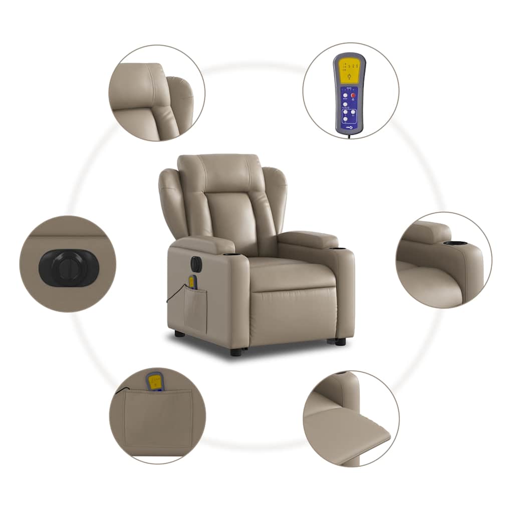 Elektromos cappuccino műbőr felállást segítő masszázsfotel 8