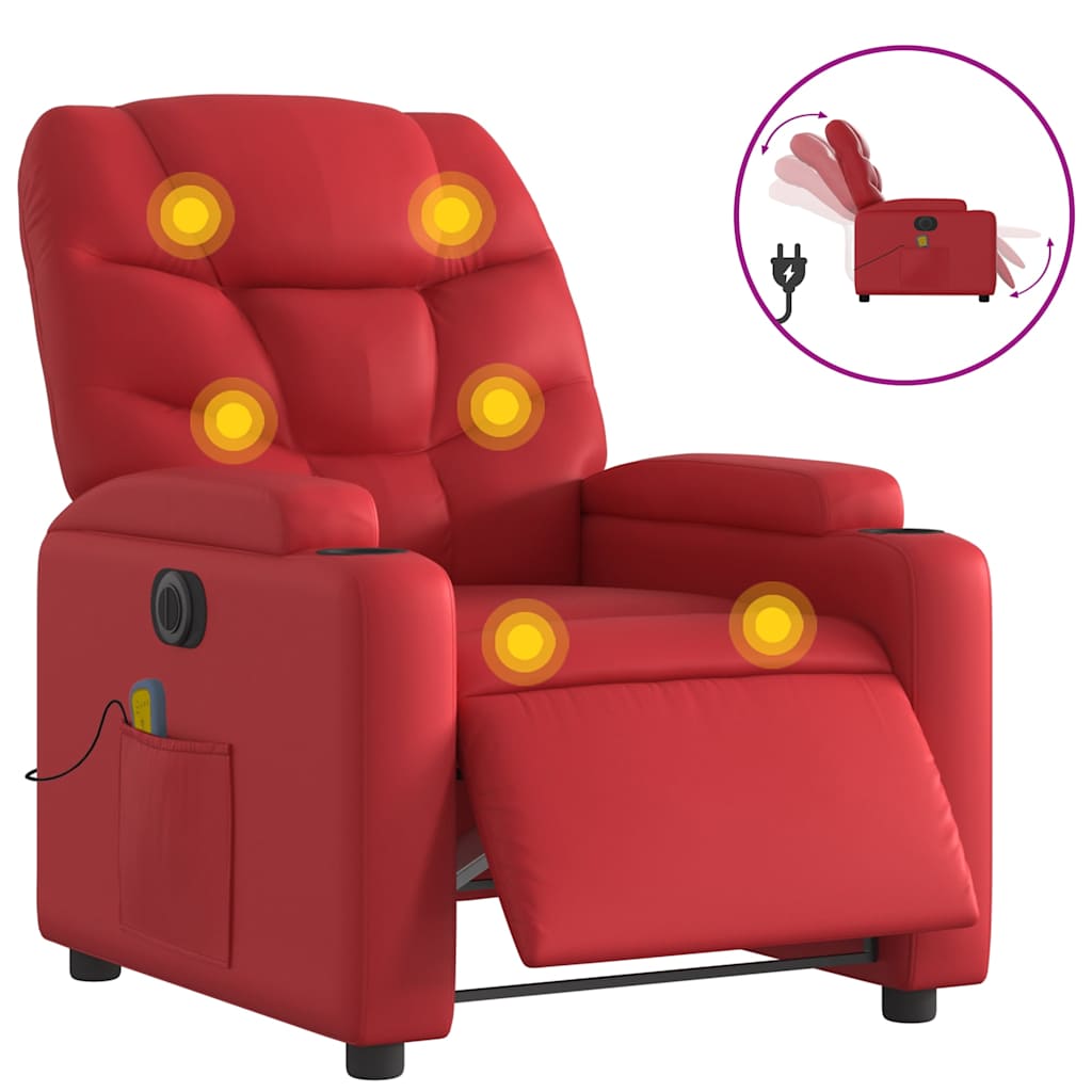 Bordó műbőr elektromos dönthető masszázsfotel 2