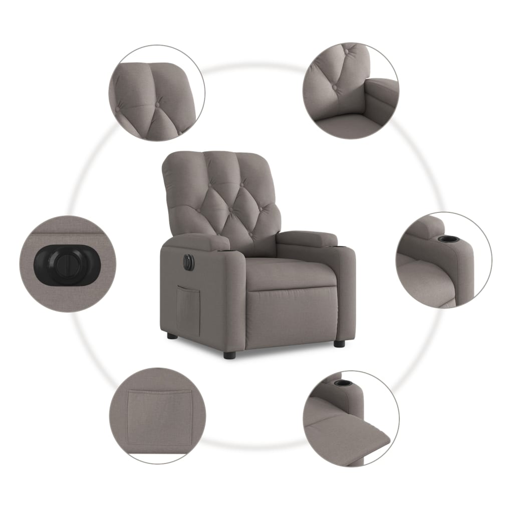 Tópszínű szövet elektromos dönthető fotel 8