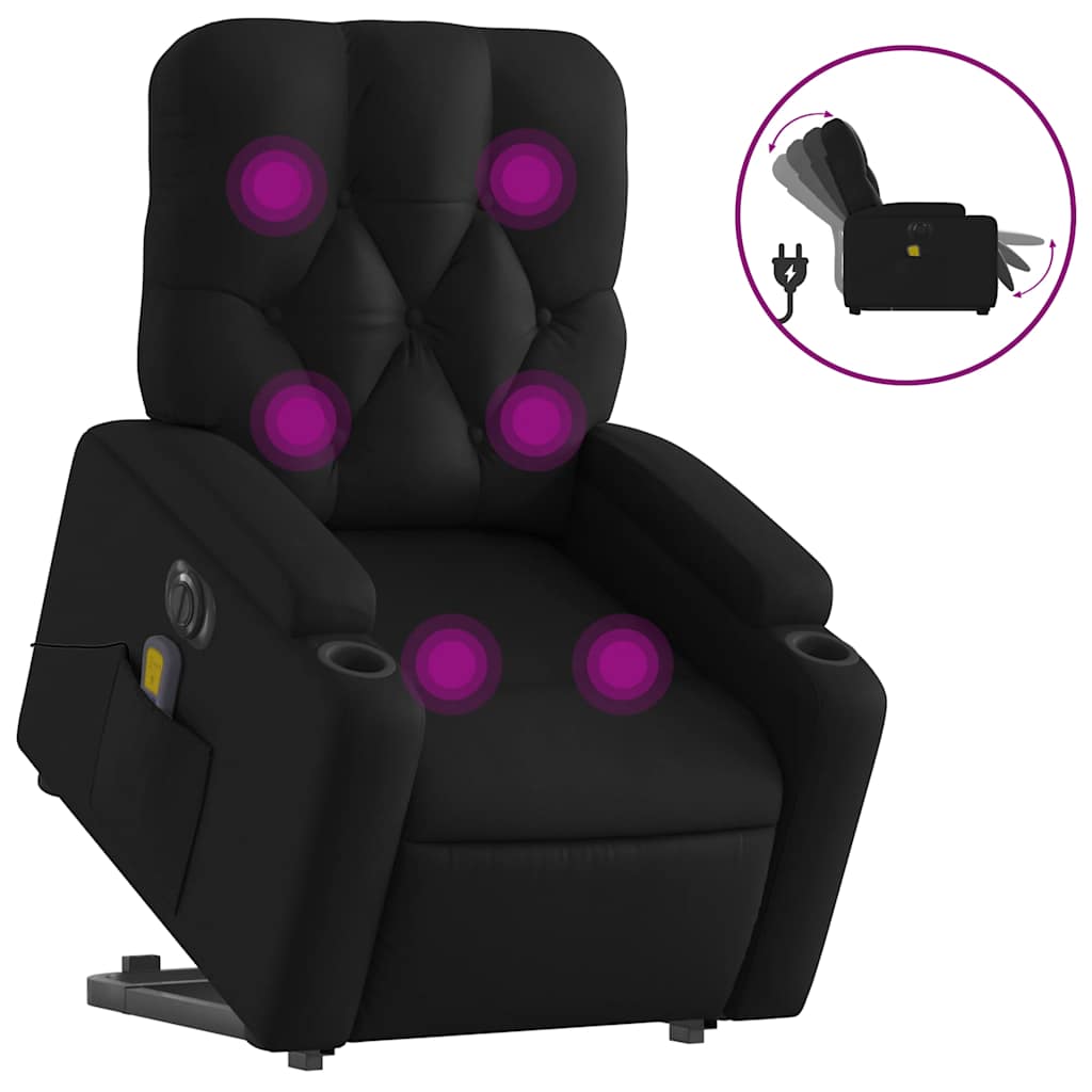 Elektromos fekete műbőr felállást segítő dönthető masszázsfotel 2