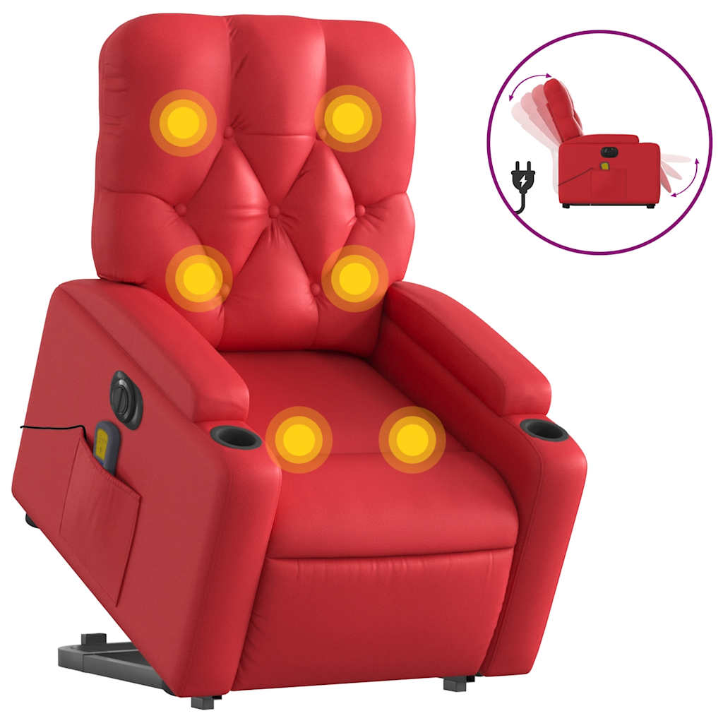 Elektromos bordó műbőr felállást segítő dönthető masszázsfotel 2