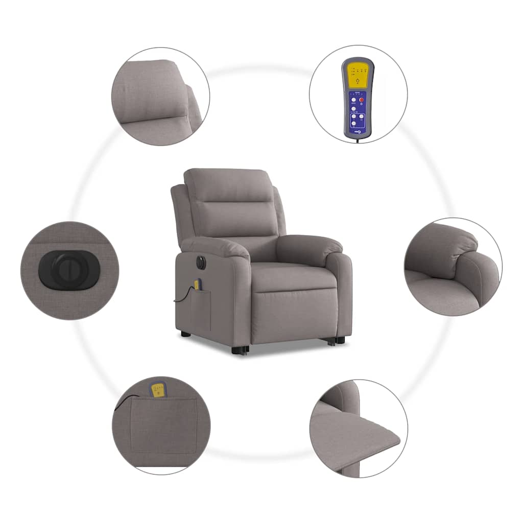 Tópszínű szövet dönthető elektromos álló masszázsfotel 8