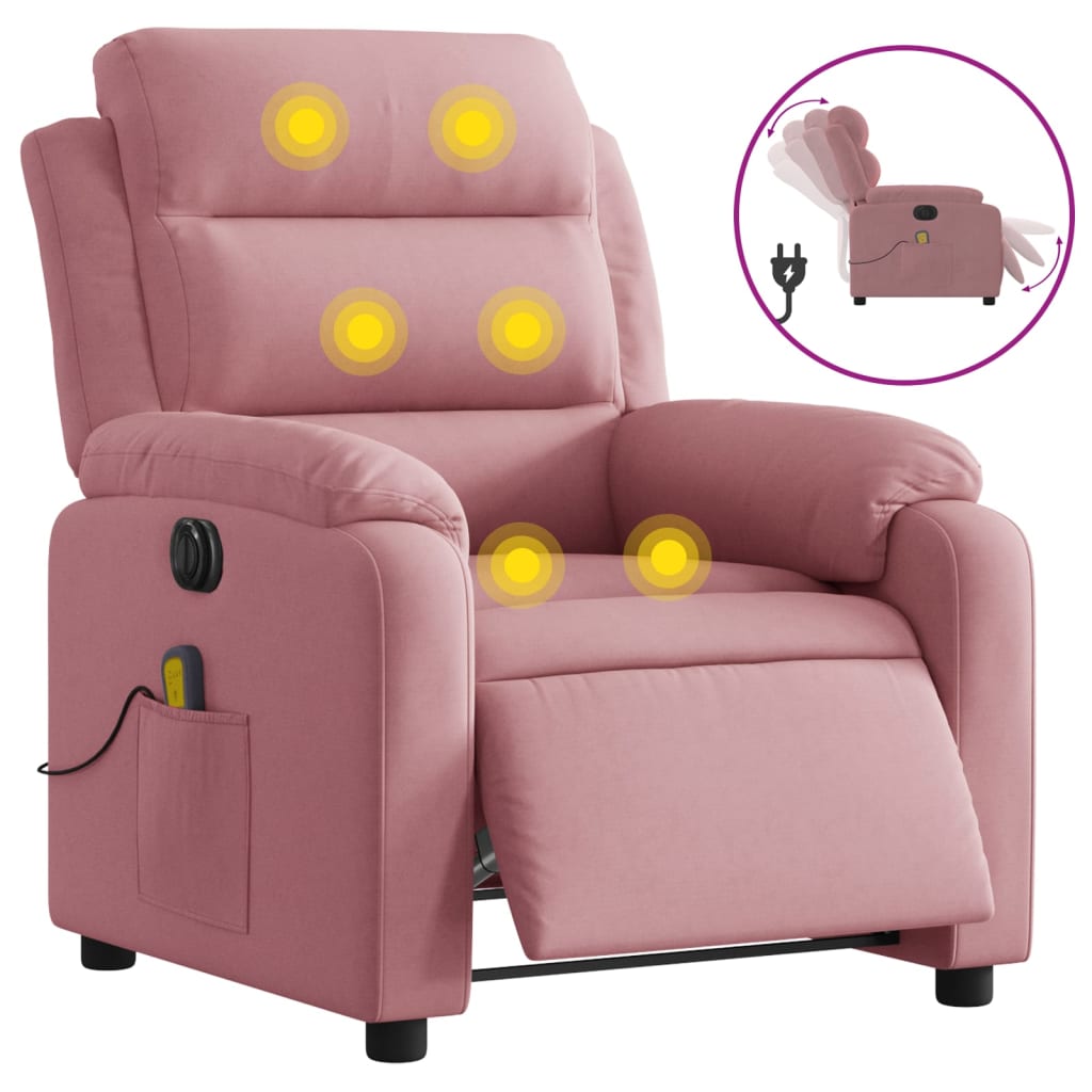 Rózsaszín bársony elektromos dönthető masszázsfotel 2