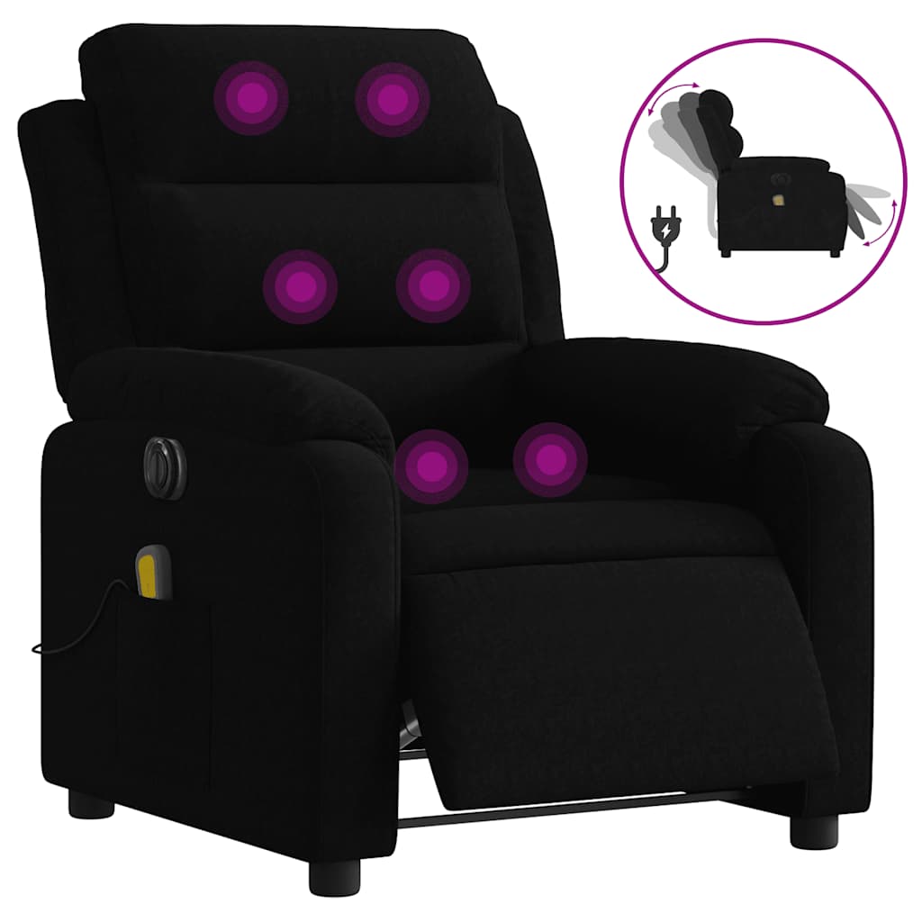 Fekete bársony elektromos dönthető masszázsfotel 2