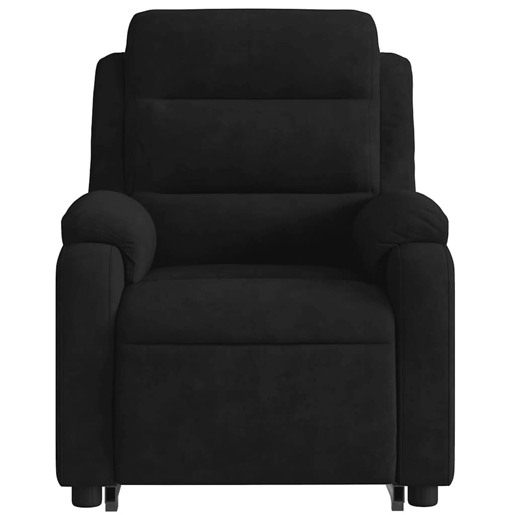 Fekete bársony felállást segítő dönthető fotel 9