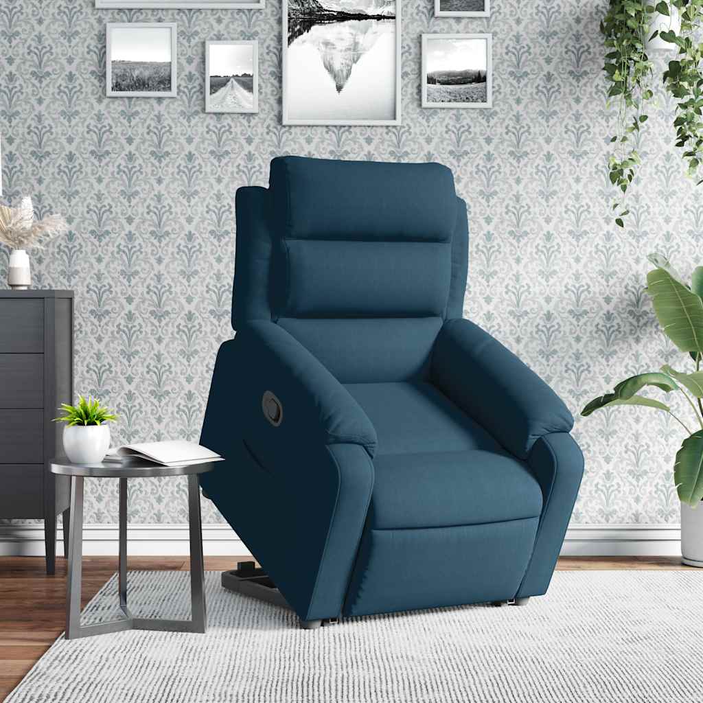 Kék bársony felállást segítő dönthető fotel 4