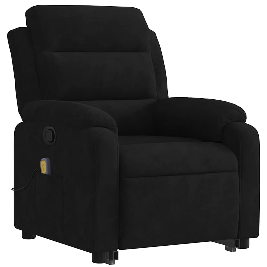 Fekete bársony felállást segítő dönthető masszázsfotel 4