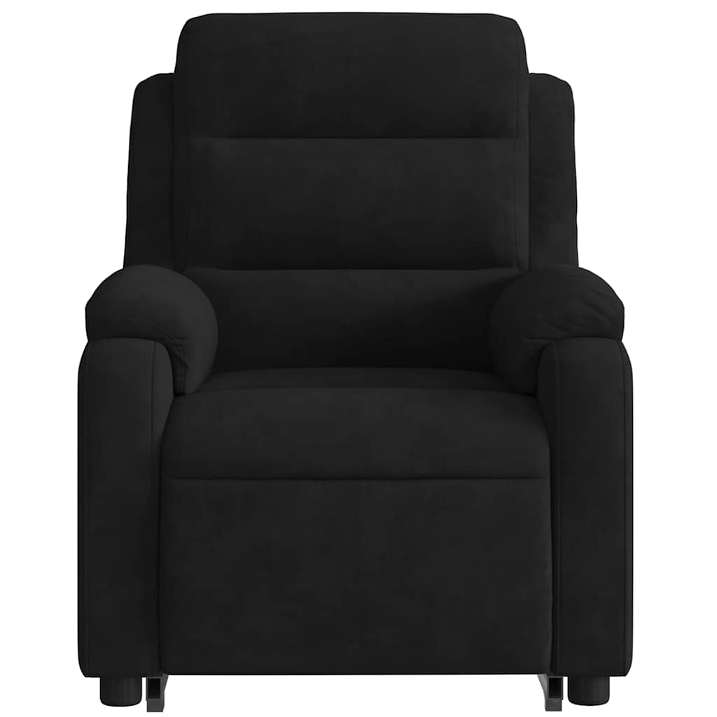 Fekete bársony felállást segítő dönthető masszázsfotel 9
