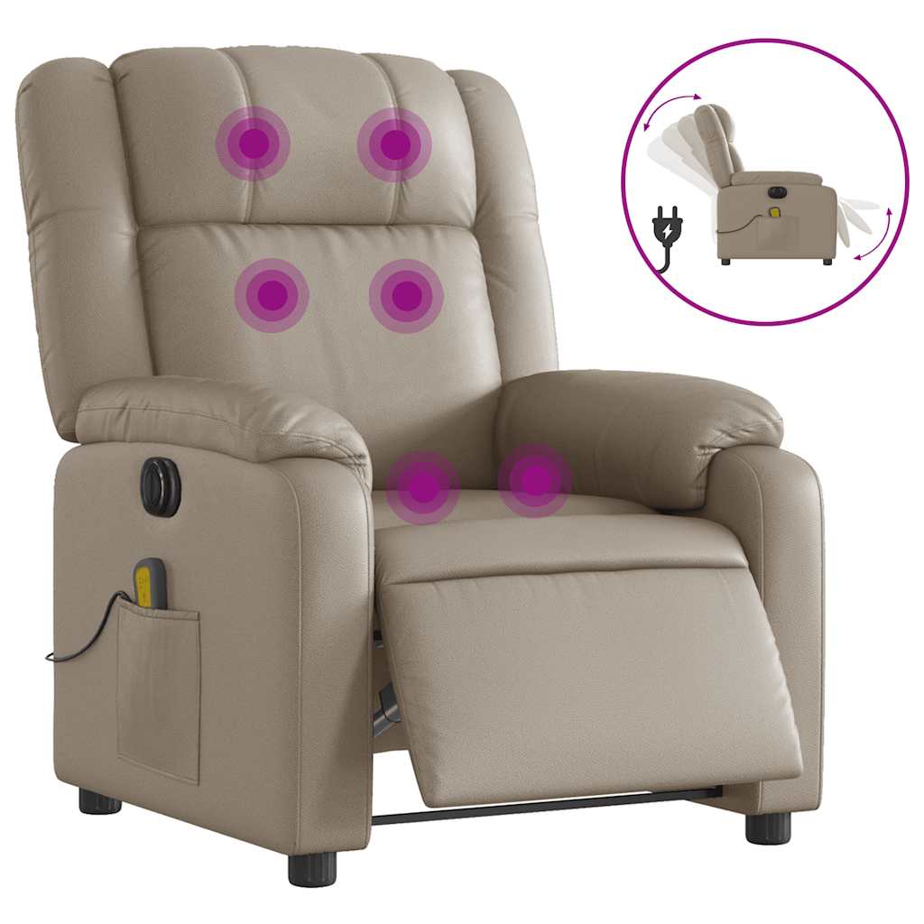 Kávészínű műbőr elektromos dönthető masszázsfotel 2