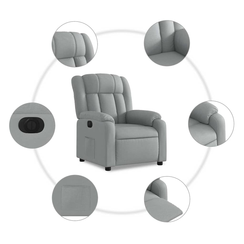 Világosszürke szövet elektromos dönthető fotel 8