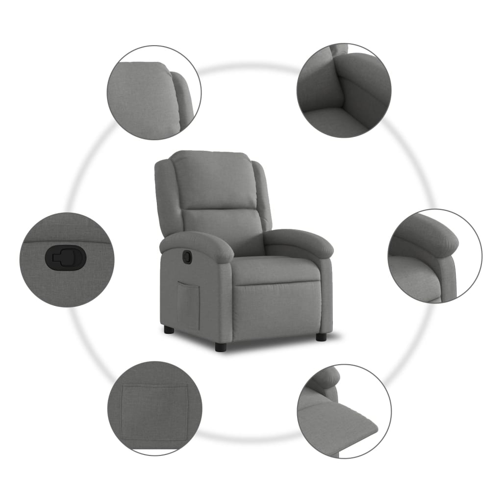 Sötétszürke szövet relaxfotel 5