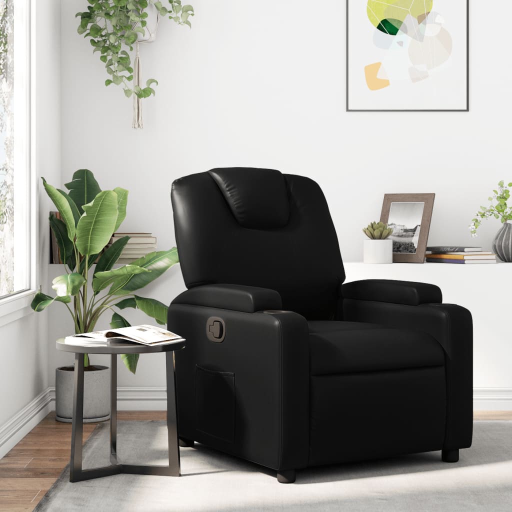 Fekete műbőr relaxfotel
