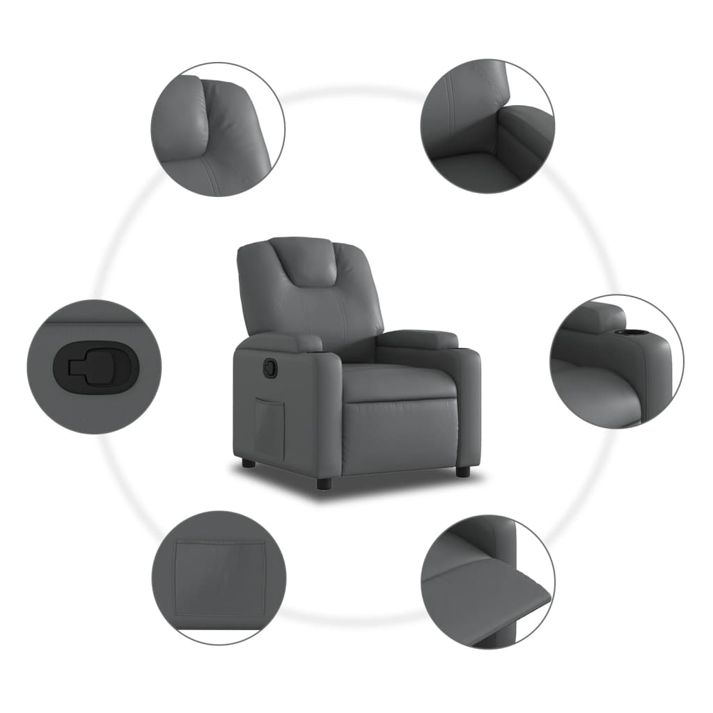 Szürke műbőr relaxfotel 5