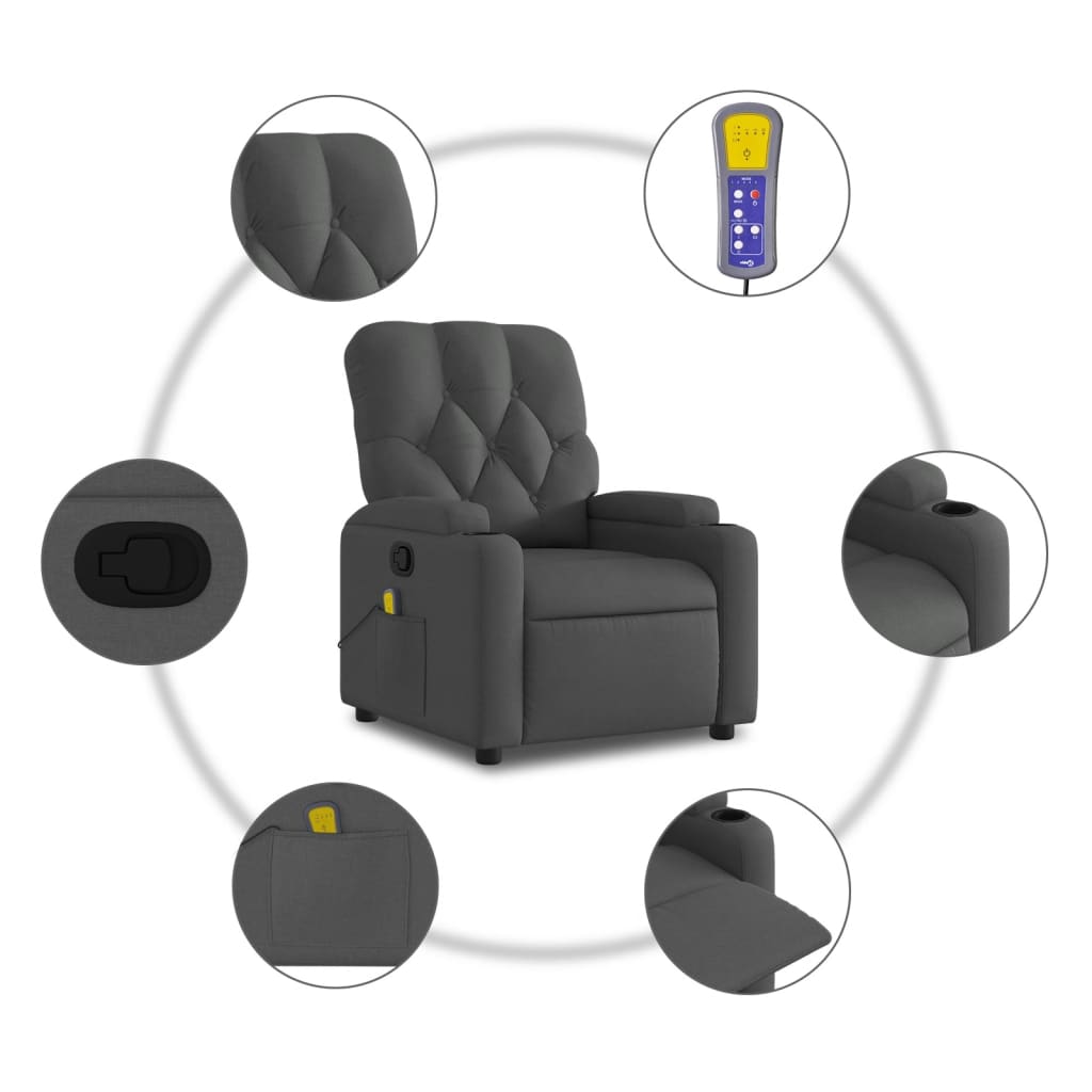 Sötétszürke szövet masszázsfotel 6