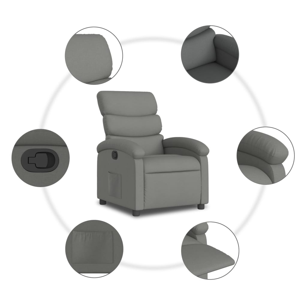 Sötétszürke szövet relaxfotel 7
